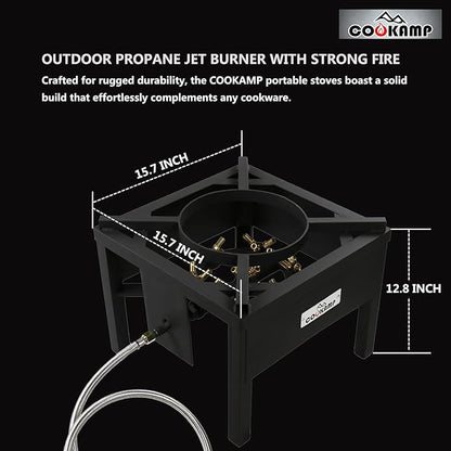 Jet Burner 23 Tips Outdoor Propane Gas Cooker with 0-10 PSI Adjustable Regulator and Steel Braided Hose SA1723