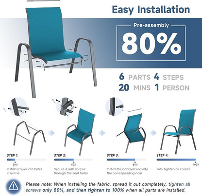 Amopatio Patio Chairs Set of 6, Outdoor Stackable Dining Chairs - Image 5