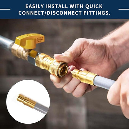 ABYDA 10Feet 1/2" ID Natural Gas Hose Low Pressure LPG Hose with Quick Connect -for BBQ, Grill, Pizza Oven, Patio Heater, and More - Propane to Natural Gas Conversion Kit - CSA Certified