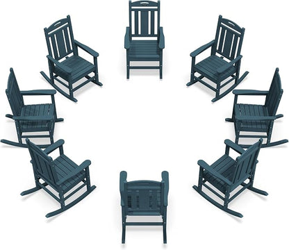 Oversized Outdoor Rocking Chairs Set of 8, 380lbs Heavy-Duty Large Patio Rocker by CIOKEA