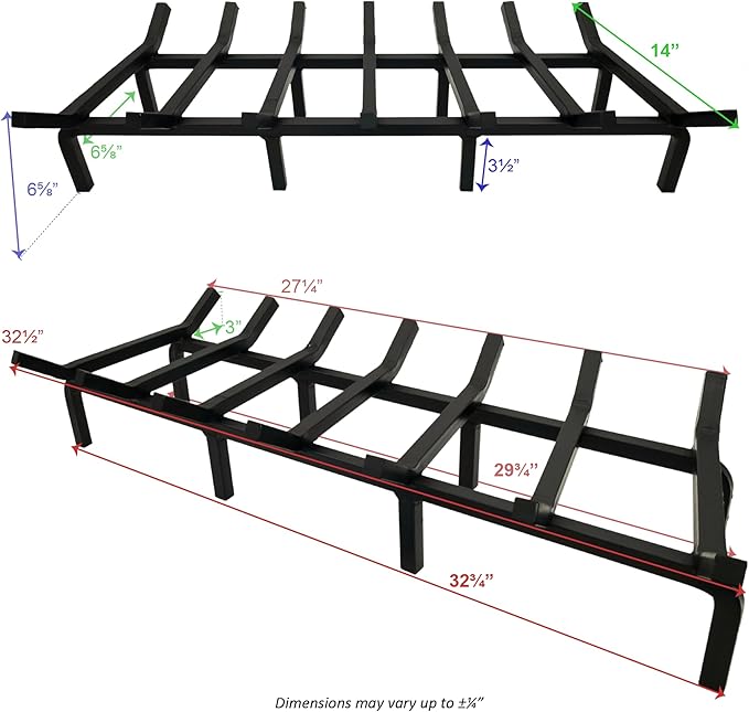 SteelFreak Super Heavy Duty Steel Fireplace Grate - Made in The USA (30 Inch)