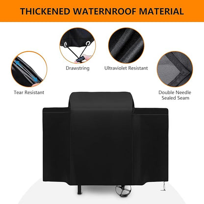 Grill Cover for Pit Boss 440 Deluxe 440D2 440D 456D Ranch Hand 440TGR1 72440 72444 Mile Hybrid PB600HY Wood Pellet Grill,600D Heavy Duty Waterproof Smoker Cover for Pit Boss 73440 Deluxe,Black