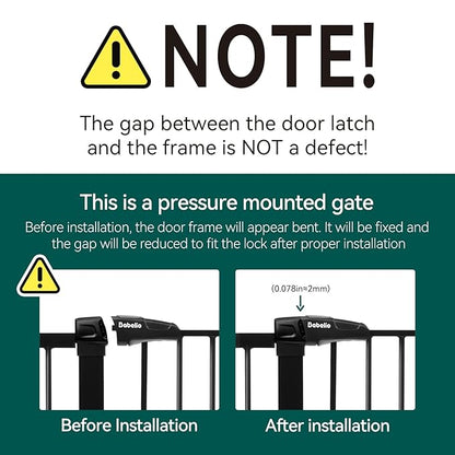Babelio Baby Gate for Doorways and Stairs, 29-48" Auto Close Dog Gate PressGuard P7, Easy-Install Pressure Mounted Satey Door, No Drilling Safety Gate for Child and Pets, 2 Pack, Black