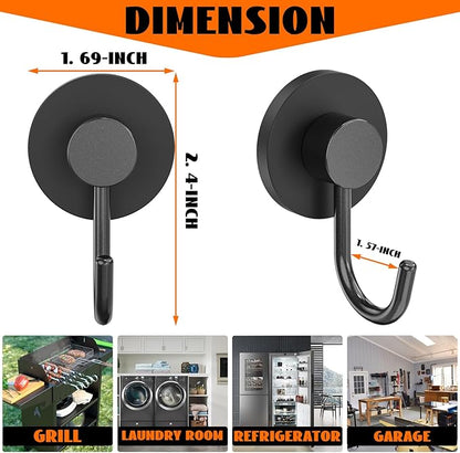 Strong Magnetic Grill Hooks, 2 Pack Magnetic Hooks for Grills Heavy Duty, Outdoor Grill Accessories Magnetic Hooks for Barbecue Tool, Utensils, Refrigerator, Kitchen