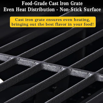 Large Built-in Barbecue Grills, Charcoal BBQ Grills with Liftable Tray, Insulated Hood & Temp Gauge, Black Stainless Steel Charcoal BBQ Barrel Grill for Outdoor Kitchen Camping Park Style