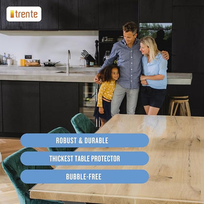 Clear Table Cover Protector, 36x78 inch , German Quality with 2 Mm Thickness, Stain Resistant Dining Pad with Beveled Edges, Washable Tablecloth, Fitted Clear Desk Cover for Indoor & Outdoor Use