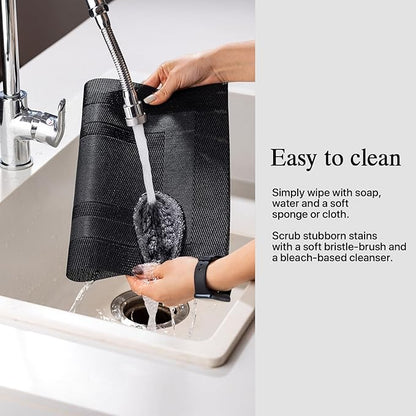 Placemat Set of 4 - Easy Clean Woven Vinyl Placemats for Dining Table, Indoor/Outdoor Place Mats, Washable PVC Table Mats（Black Cube）