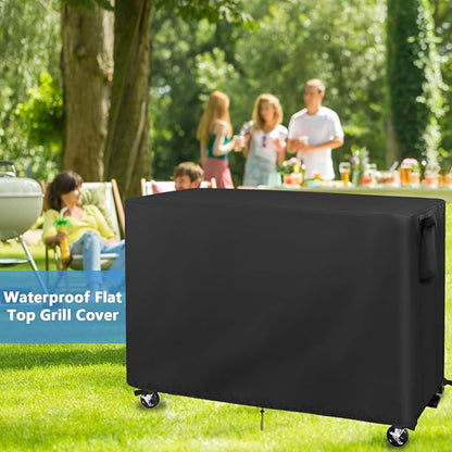 Flat Top Grill Cover Waterproof for Royal Gourmet 8-Burner Gas Grill with Side Tables Down, Weatherproof Cover for Protecting BBQ Grill/Propane Griddle/Outdoor Grill