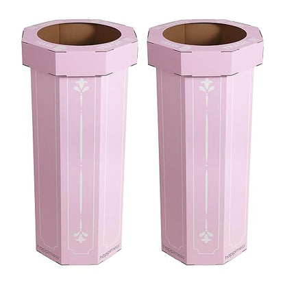 Eyely MPH1301D-SET2 Sal 25-Gallon Disposable Corrugated Cardboard Event Trash Can and Recycling Bin for BBQs, Beach, Parties & Events & Outdoor Activities, Bridal Pink (Set of 2)