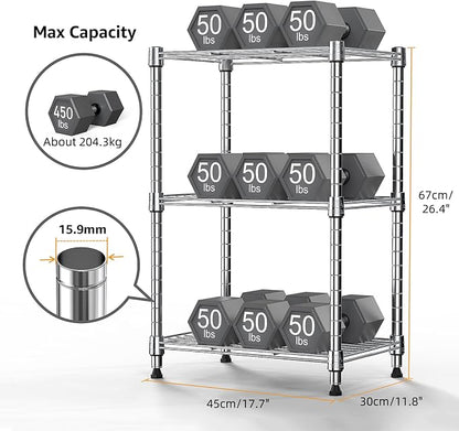 M MZG 450 lbs Wire Storage Shelving 3-Tier Utility Shelving Unit Steel - Image 3