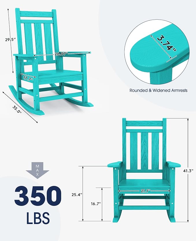 Oversized Outdoor Rocking Chair Set of 2, HDPE Patio Rockers, Aruba | | - Image 3