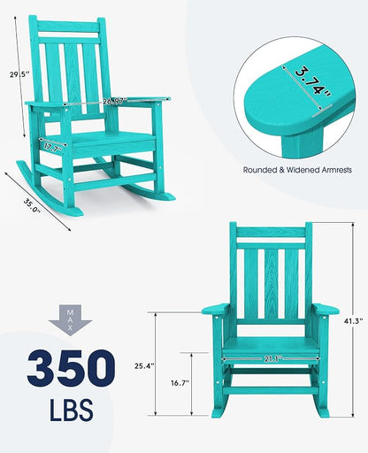 Oversized Outdoor Rocking Chair Set of 2, HDPE Patio Rockers, Aruba | | - Image 3