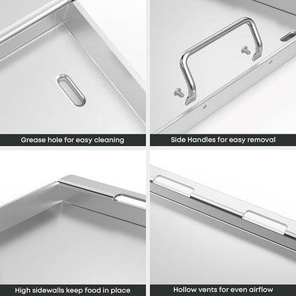Stanbroil 6789 Full-Size Griddle Insert for Weber Genesis 400 Series Gas Grill, 4-Burner Flat Top Griddle for Weber Genesis I&II 410 415 425s 435 440, Stainless Steel