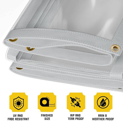 Core Tarps 20 Mil Extreme Heavy Duty Clear Tarp with Gromments - 10x12ft Super Clear Tarps Heavy Duty Waterproof Vinyl Tarpaulin, Transparent Tarp for Outdoor, Camping & Construction, Clear