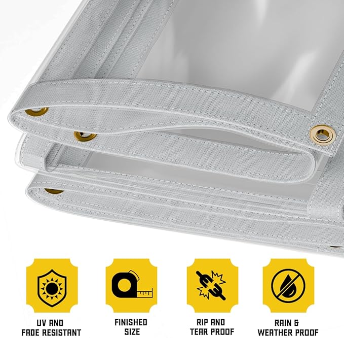 Core Tarps 20 Mil Extreme Heavy Duty Clear Tarp with Gromments - 12x24ft Super Clear Tarps Heavy Duty Waterproof Vinyl Tarpaulin, Transparent Tarp for Outdoor, Camping & Construction, Clear