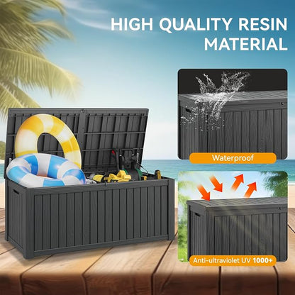 Outdoor Storage Box, 230 Gallon Large Outdoor Resin Deck Box, Storage - Image 4
