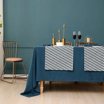 Blue Tablecloth, Polyester Linen Waterproof Washable Table Cloth, French Rectangle Fabric Table Cover for Dining, Restaurant, Kitchen, Buffet, Party, Wedding, 54''x72'', Blue