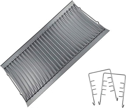 LS'BABQ 27 Inch Charcoal Ash Pan Replacement for Chargriller 1224, 1324, 2121, 2222, 2727, 2828, 2929, Charbroil 17302056 Charcoal Grills, Charcoal Tray Grates with 2pcs Fire Grate Hangers