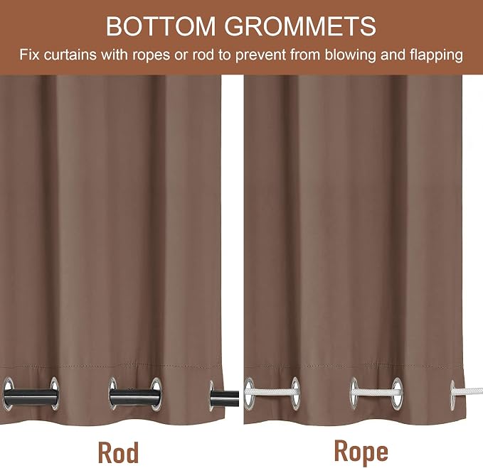 RYB HOME Extra Wide Outdoor Curtains 2 Panels or Patio Waterproof | Blackout - Image 3