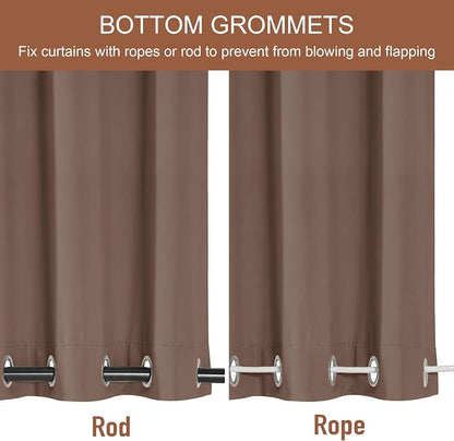 RYB HOME Extra Wide Outdoor Curtains 2 Panels or Patio Waterproof | Blackout - Image 3