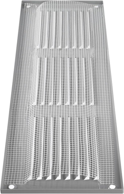 Repa Market 12x4 Inch Air Vent Cover/Gray Galvanized Steel Louvered Grill Cover with Mesh Screen/Wall or Ceiling Vent/Durable Flush Mount HVAC Register for Indoor and Outdoor Ventilation