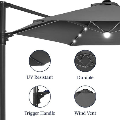 Best Choice Products 10ft Solar LED Offset Cantilever Hanging Market Patio - Image 8