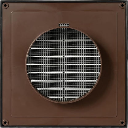 Black 4" Inch Ventilation Grille - Inside/Outside use - (Flange 3.9"Ø/Cover 6.7"x6.7") - Air Vent Louver - Exhaust Hood - Available 3 Sizes / 4 Colors, Black