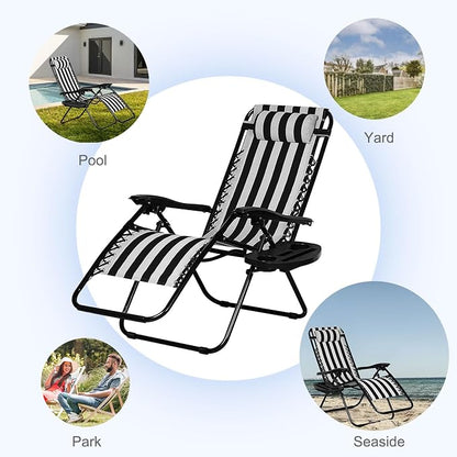 Nazhura Set of 2 Relaxing Recliners Patio Chairs Adjustable Steel Mesh Zero - Image 6