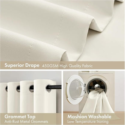 MIULEE Beige White 100% Blackout Curtains - Image 7