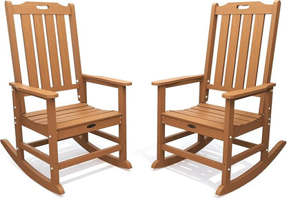 THOEOE Outdoor Rocking Chairs Set of 2, Oversized Patio Rocking Chair | HDPE by THOEOE
