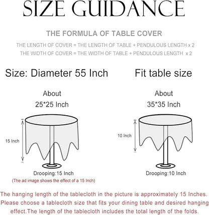 patdrea Designer Beige Tablecloth for Round Table,Vintage Italian Linen Trees Pattern Table Cloth,Decor Cover for Kitchen Dining Christmas,Thanksgiving,Tea Party,Diameter 55"-Tatiana a
