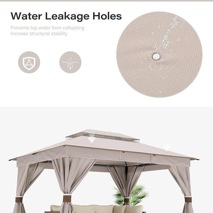 10'x13' Outdoor Gazebo, Metal Frame Heavy Duty Patio Canopy Tent Shelter - Image 7