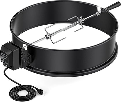 onlyfire Universal High-Temp Resistance Black Coated Steel Charcoal Kettle Rotisserie Ring Kit for Weber 2290 and Other Models