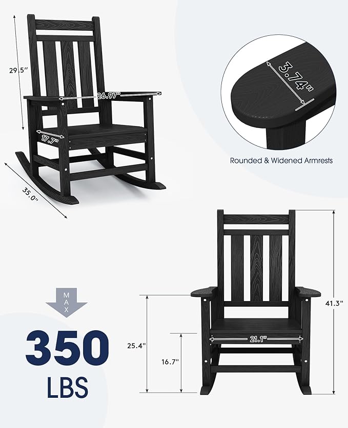 Oversized Outdoor Rocking Chair, HDPE Patio Rockers - Image 3