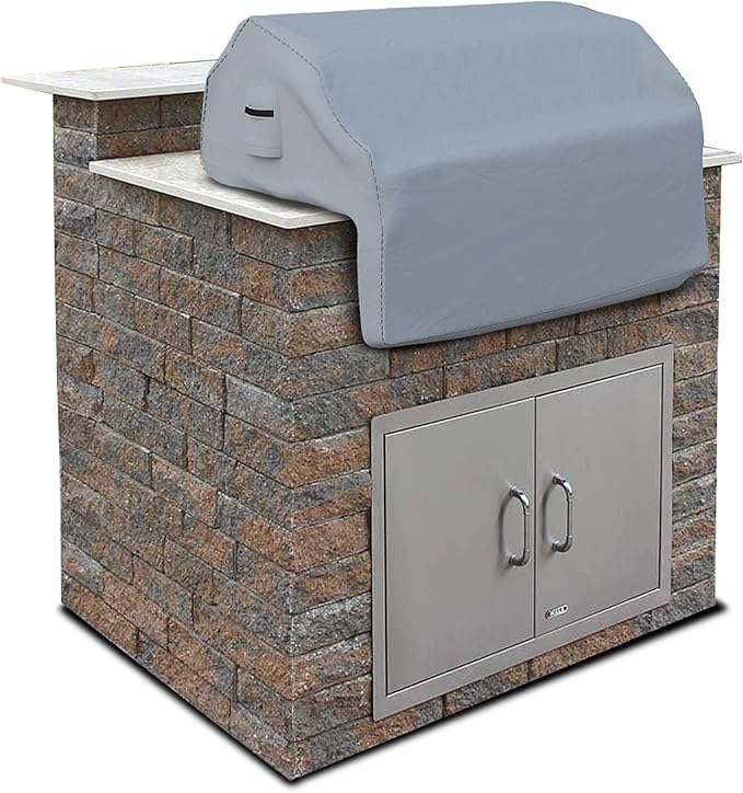 Covers & all Built-in Outdoor Grill Cover, Durable Heavy Duty 18 Oz Waterproof Cover Tuff Material with Air Pocket & Elastic for Snug Fit (57" W x 27" D x 26" H inches, Gray)
