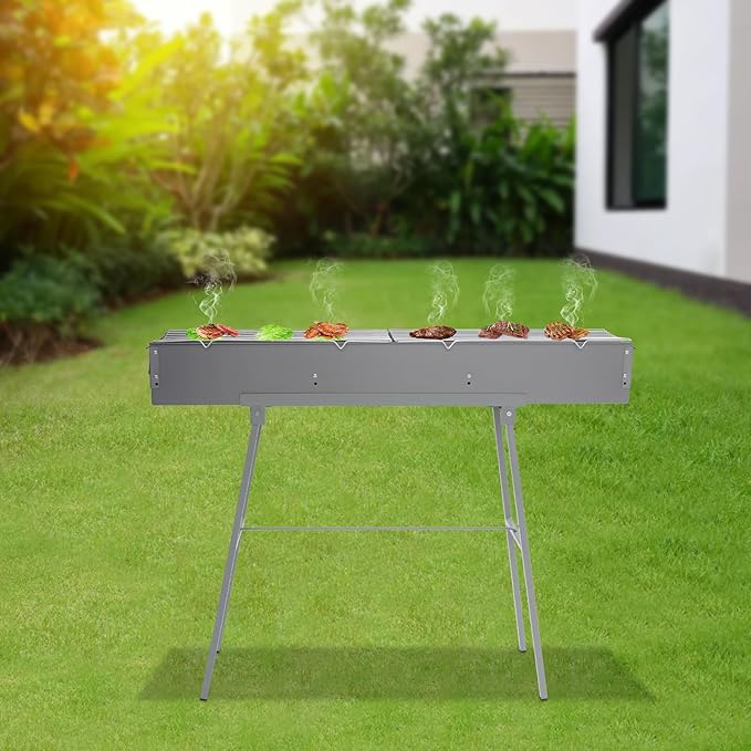 Charcoal Grills Portable Commercial BBQ Grill, Hibachi BBQ Lamb Skewer Folding Camping Barbecue Grill for Outdoor Backyard Party Picnic Cooking