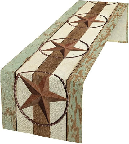 Texas Western Star Table Runner, Farmhouse Cowboy Country Barn Star Table Runners for Home Living Room Holiday Dinner Scarf Decor, 13x120inch