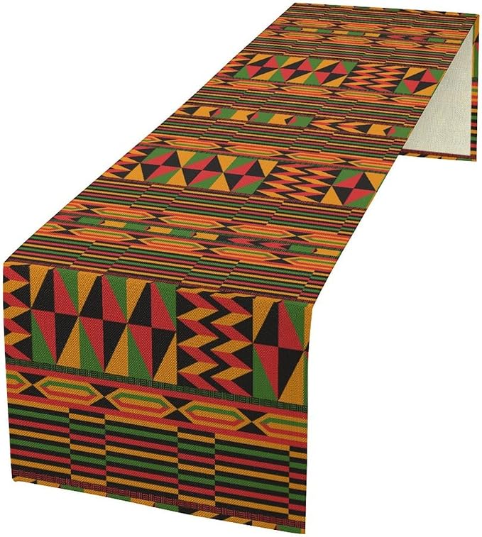 African Table Runner, Kwanzaa Black History Month Kente National Table Runner for Holiday Party Home Kitchen Dining Room 13x90in