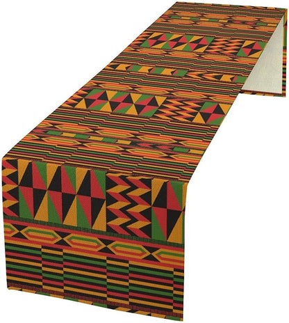 African Table Runner, Kwanzaa Black History Month Kente National Table Runner for Holiday Party Home Kitchen Dining Room 13x60in