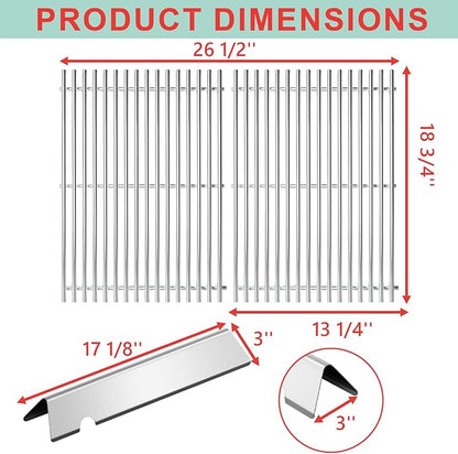 66095 Grill Grates & 66032 Flavorizer Bars for Weber GS4 Genesis II/LX 300 Series, Grill Parts for Genesis II S-310,E-330,E-310,S-330,S-335,E-345,SE-310, Cast Iron Grids for Weber 66795, 66802