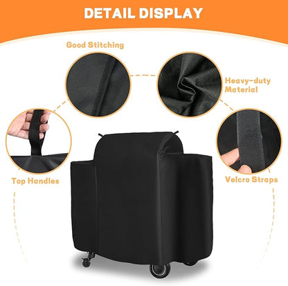 Outdoor 600D Heavy Duty Grill Cover for Traeger Ironwood 650 Series, Full-Length Grill Cover Grill Accessory Waterproof Pellet Cover Compatible with Traeger Ironwood 650 Accessories BAC505,Black
