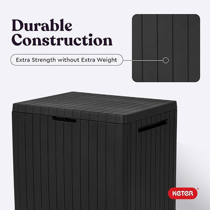 Keter City 30 Gal Outdoor Storage Box and Patio Side Table | Grey, Weatherproof - Image 7