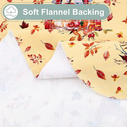 misaya Rectangle Waterproof Vinyl Table Cloth, Wipeable Tablecloth with Flannel Backing, Plastic Table Cover for Fall, Thanksgiving (Pumpkin Truck, 60" x 120")