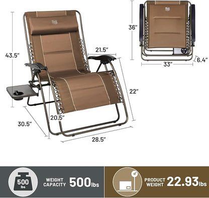 TIMBER RIDGE Oversized Zero Gravity Chair, 33In Wide XXL Zero Gravity Reclining - Image 3