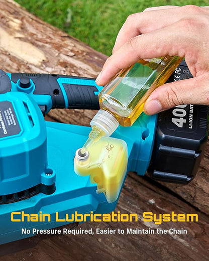 SEESII Electric Chainsaw Cordless 12-inch, Handheld Chain Saws with a 4.0Ah Battery, Tree Saw with Tool-free Chain Tension, Auto Oiling for Wood Cutting Trimming Branch
