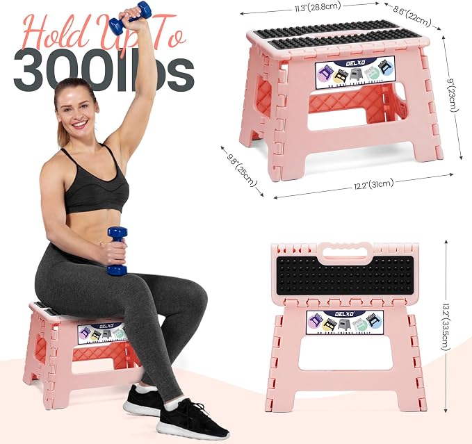 Delxo 9 Inch Kids Step Stool, 300 Lbs Folding Step Stool - Image 3