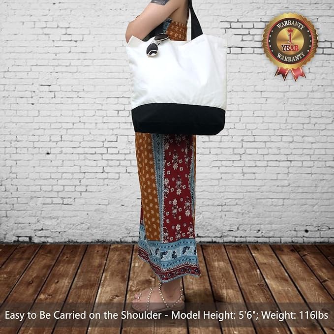 TOPDesign 1 | 3 | 6 | 12 | 24 Pack Super Strong Large 12oz Cotton Canvas Tote Bag, Reusable Grocery Shopping Cloth Bag, Fashionable Two-Tone Tote for Crafts, DIY Your Creative Designs (Pack of 1) | Super Strong, Large, 12oz, Reusable, Grocery Shopping