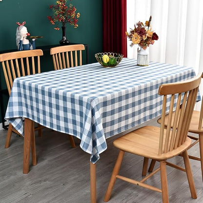 Gingham Tablecloth Rectangle Table Cloth Heavy Duty Cotton Checkered Table Cover for Spring Picnic Kitchen Dining(C-Sky Blue, 52x120 inch)