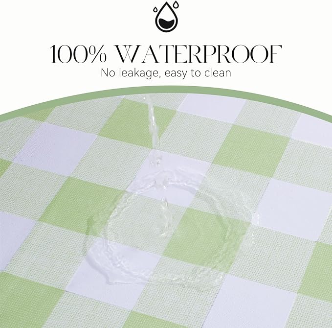 MOSAYT Rectangle Vinyl Tablecloth, 100% Waterproof Buffalo Gingham Plastic Table Cloth, Heavy Duty Wipeable Table Covers for Picnic, Outdoor, Camping - 54 x 120, Sage Green