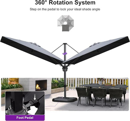 PURPLE LEAF Patio Cantilever Umbrell Left-right Tilting 10' X 6.5' Grey | - Image 8